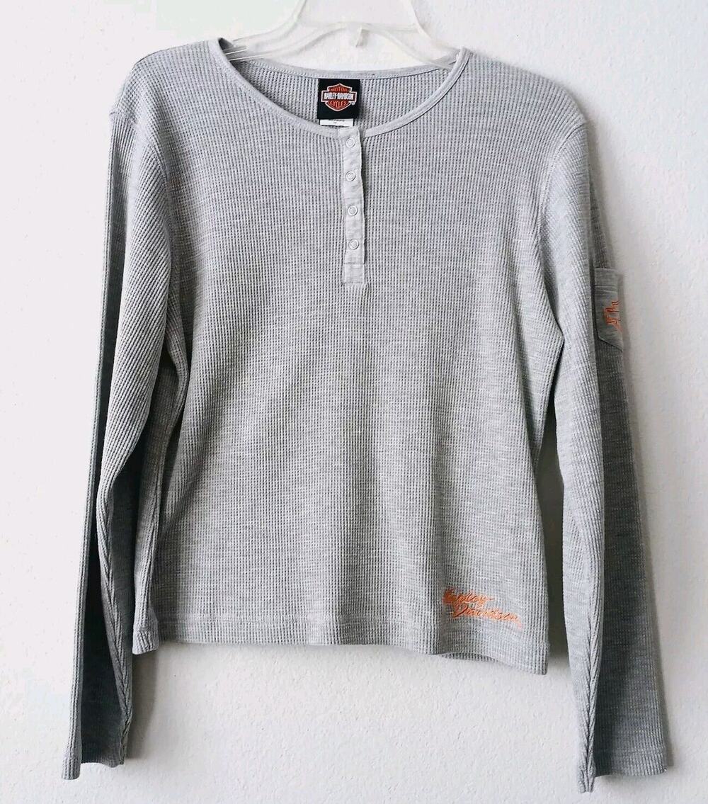 Harley Davidson Shirt Women's Large Gray Pullover Bedford Texas
